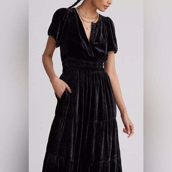 Anthropologie NWT The Somerset Max Black Dress Velvet Edition Size XS Petite - Picture 2 of 11